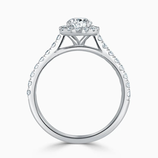 Hafeez Jewellery London Myrrh oval diamond halo engagement ring - front view