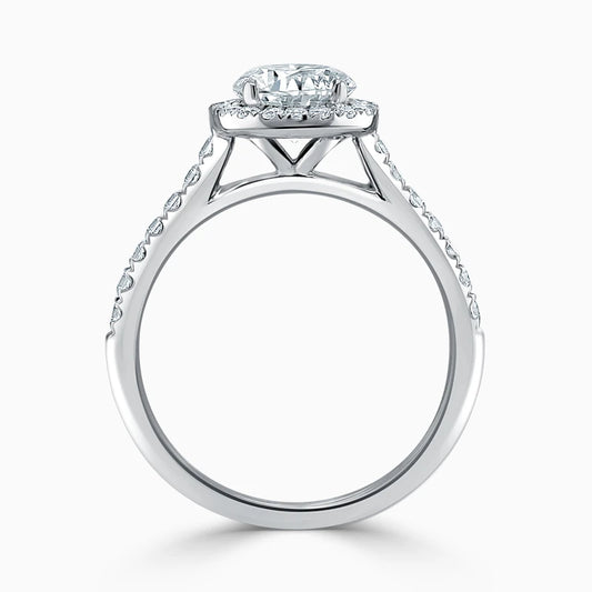 Hafeez Jewellery London Myrrh pear diamond halo engagement ring - front view