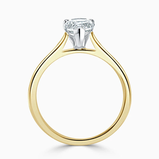 Hafeez Jewellery London Musk 18k yellow gold pear diamond solitaire engagement ring - front view
