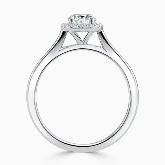 Hafeez Jewellery London Sandalwood platinum round diamond halo engagement ring - front view