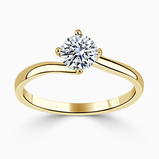 Hafeez Jewellery London Tulip 18k yellow gold round diamond solitaire engagement ring - top view