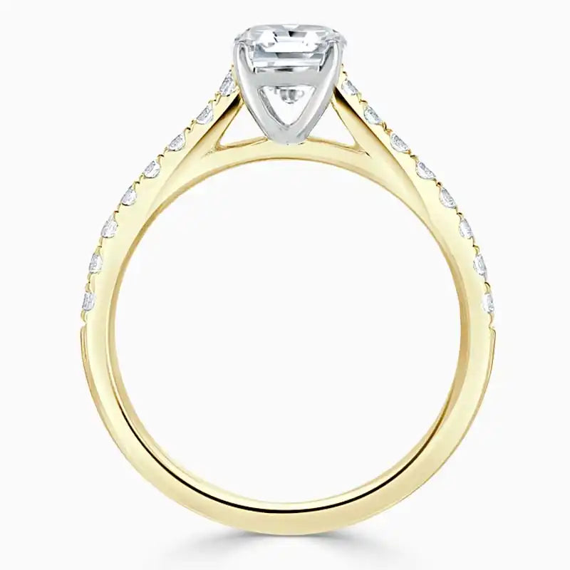 AMBER Side Stone Engagement Ring - Emerald image 2