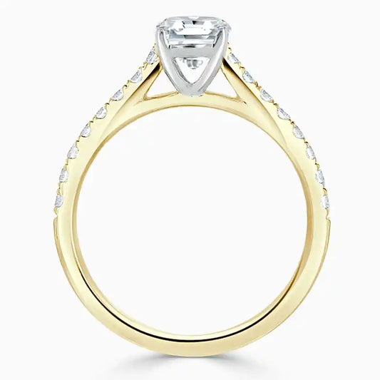 AMBER Side Stone Engagement Ring - Emerald image 2