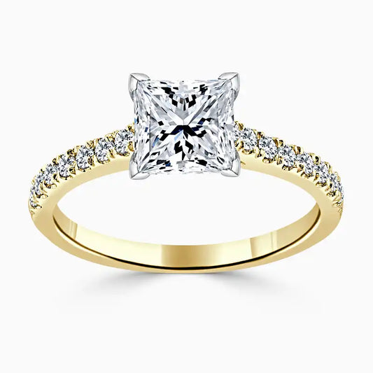 AMBER Side Stone Engagement Ring - Princess image 1