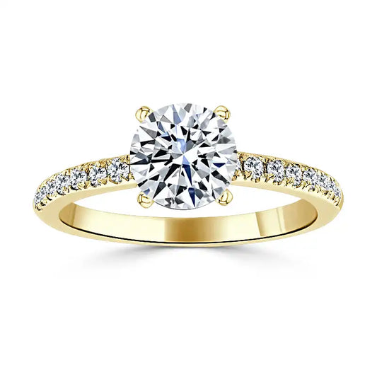 AMBER Side Stone Engagement Ring - Round