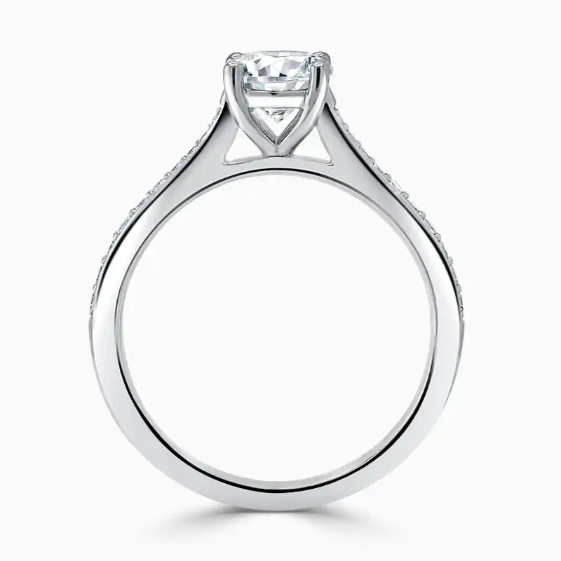 SAFFRON Side Stone Pavé Engagement Ring - Round image 5
