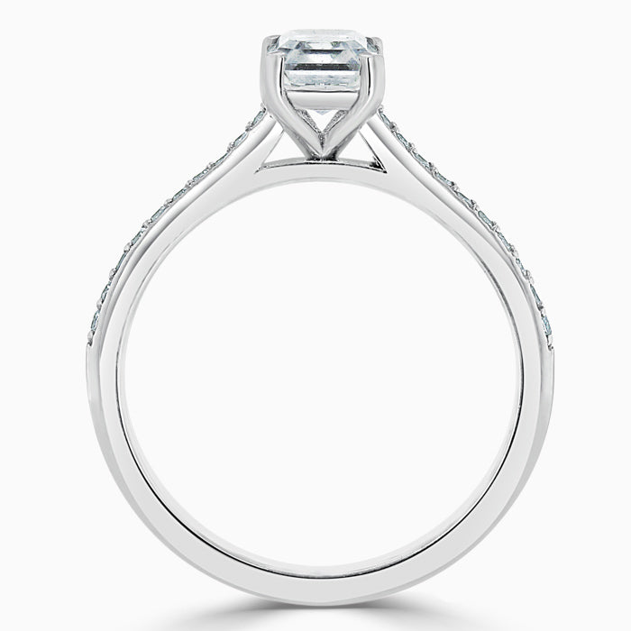 SAFFRON Side Stone Pavé Engagement Ring - Emerald image 4