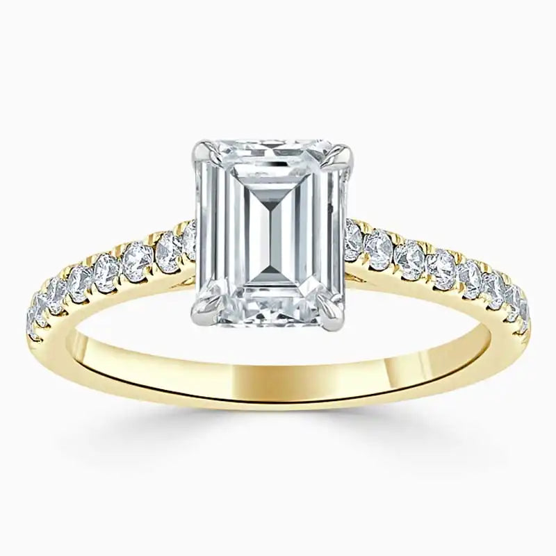 AMBER Side Stone Engagement Ring - Emerald image 1
