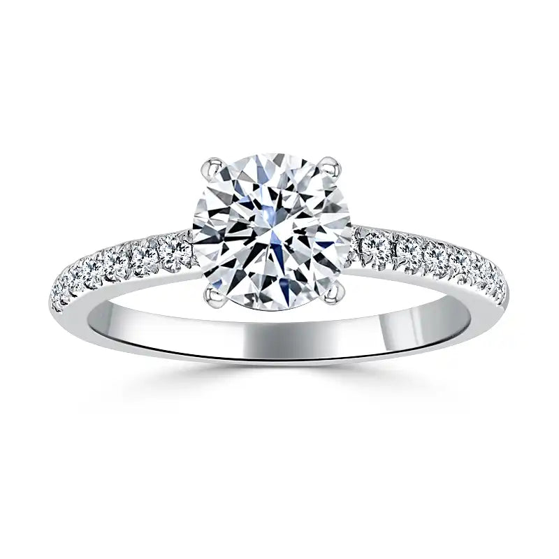 AMBER Side Stone Engagement Ring - Round image 0