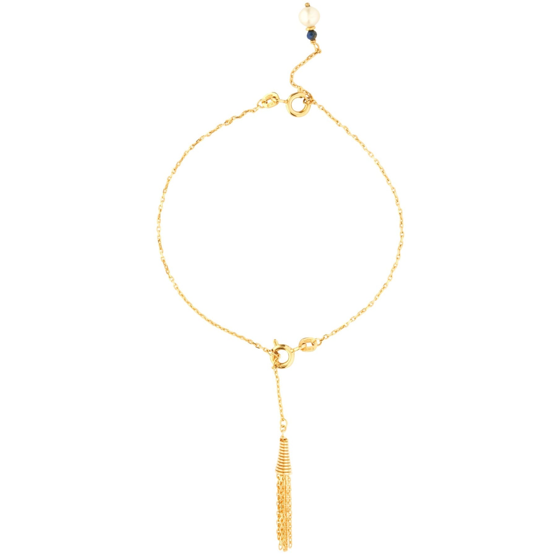 Hafeez Jewellery London 18k Yellow Gold Lapis Lazuli and Pearl Amira Bracelet 
