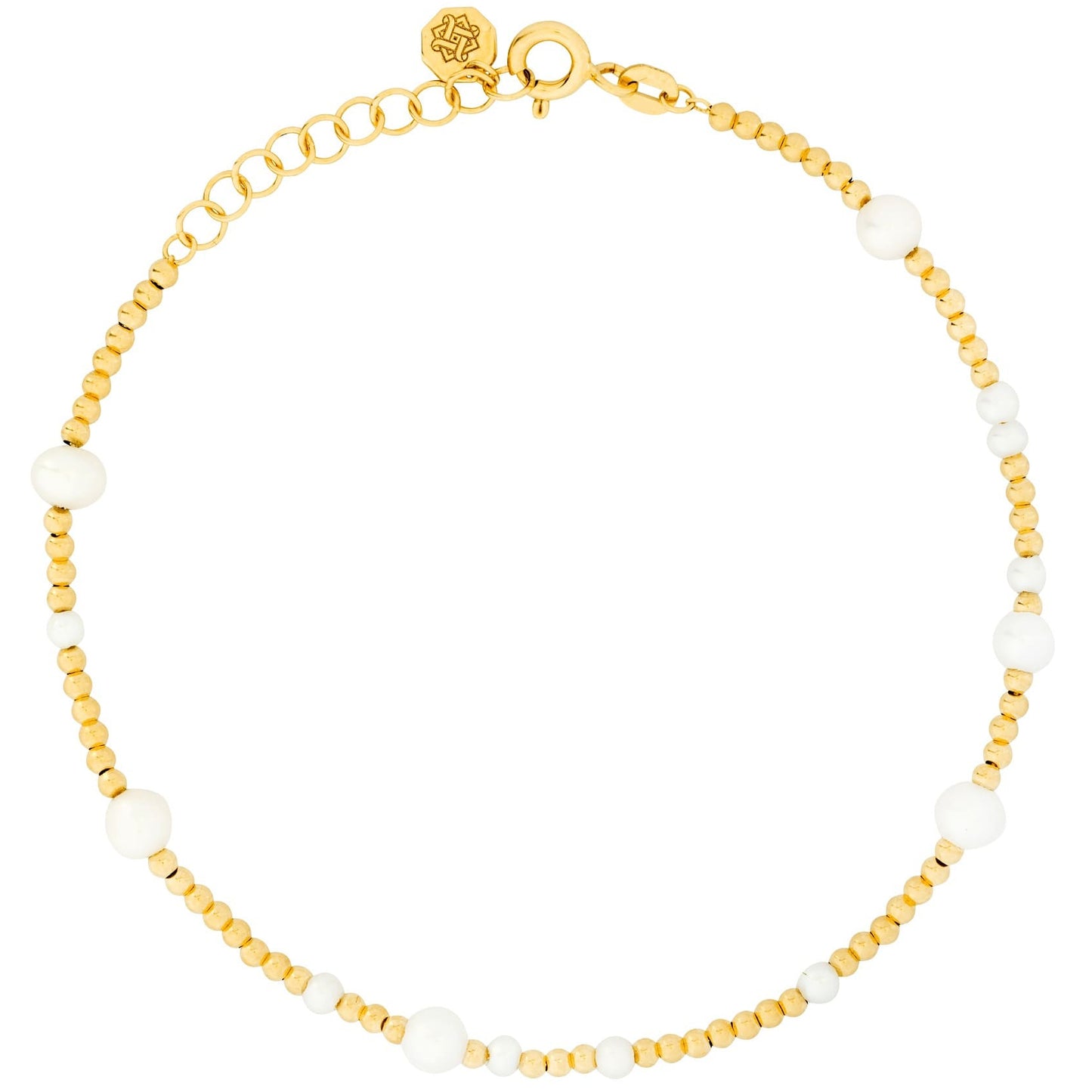 Hafeez Jewellery London 18k Yellow Gold and Pearls Lulua Beaded Bracelet