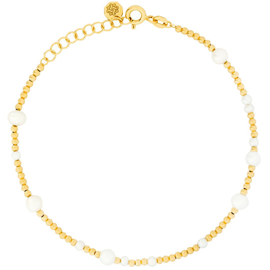 Hafeez Jewellery London 18k Yellow Gold and Pearls Lulua Beaded Bracelet