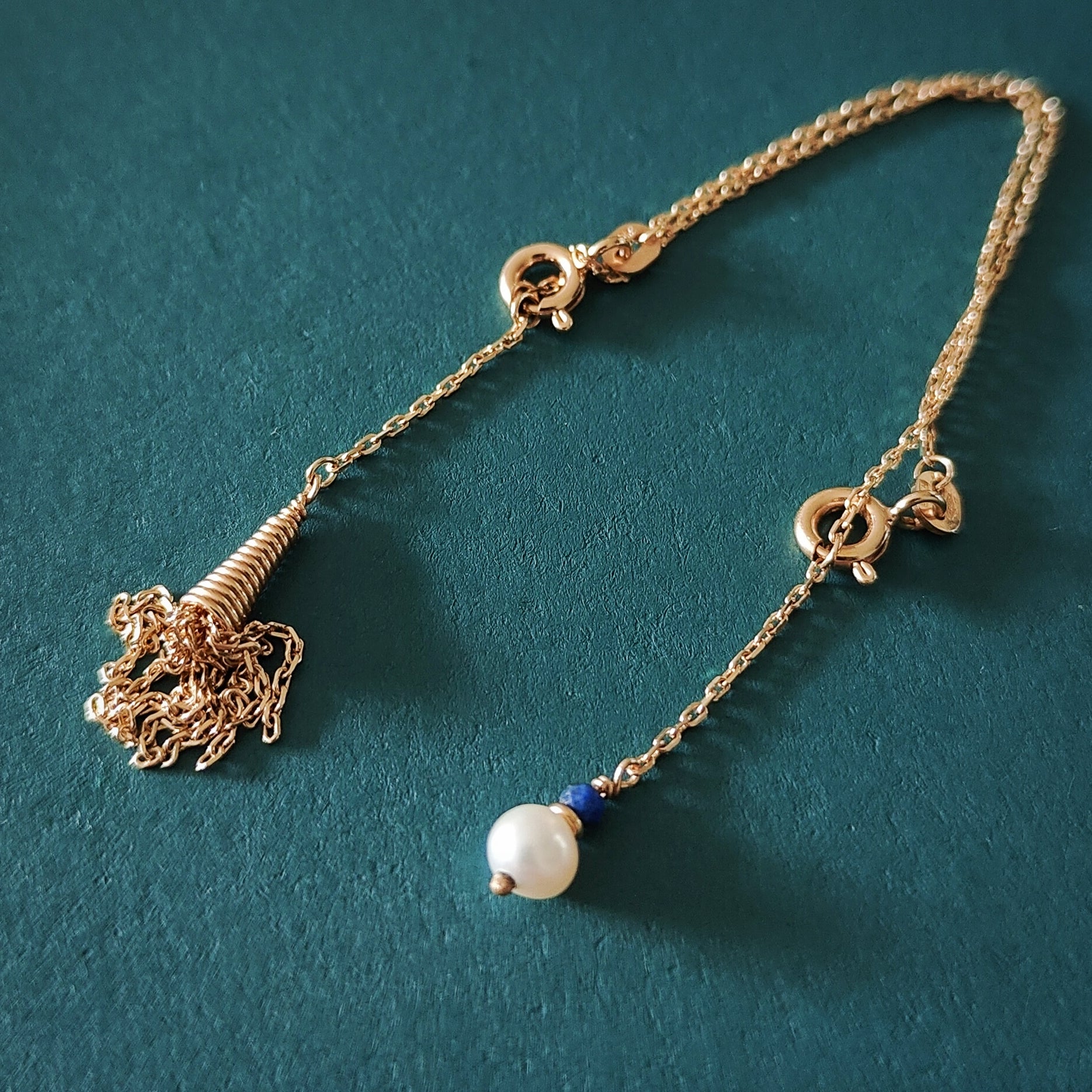 Details of Amira Pearl and Lapis Lazuli 18k Yellow Gold Bracelet By Hafeez Jewellery London