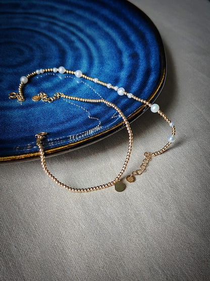 Hafeez Jewellery London 18k Yellow Gold Shams and Lulua Beaded Bracelets with Pearls