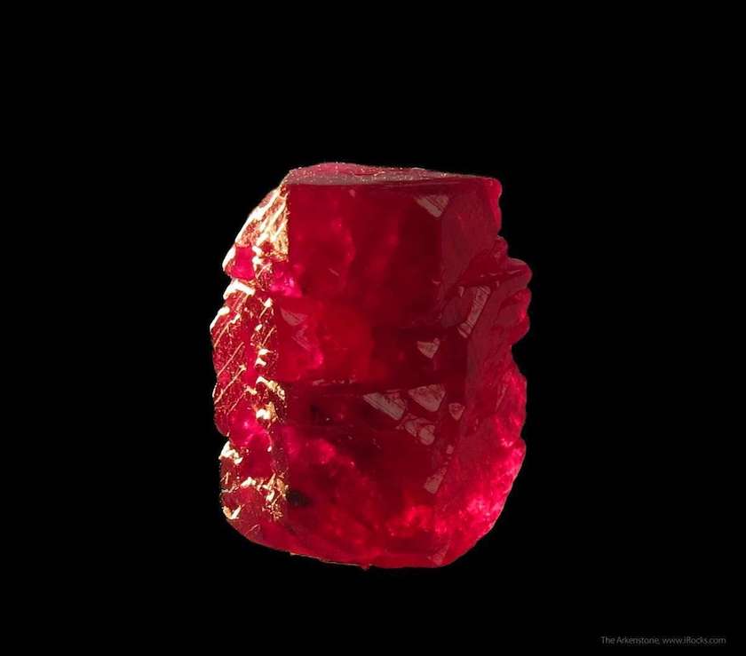Ruby crystal on a black background