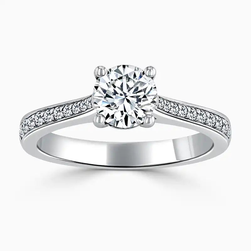 SAFFRON Side Stone Pavé Engagement Ring - Round image 0
