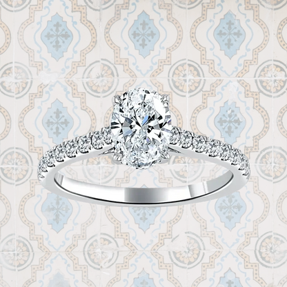 AMBER Side Stone Engagement Ring - Oval image 3