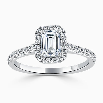 Hafeez Jewellery London Myrrh emerald diamond halo engagement ring - top view