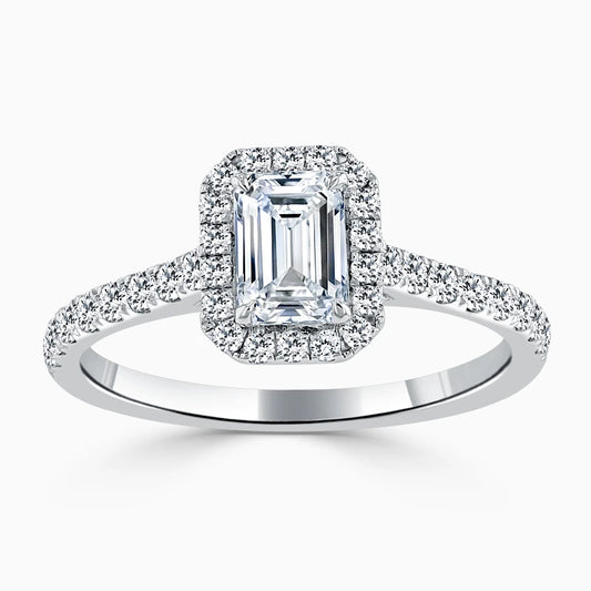 Hafeez Jewellery London Myrrh emerald diamond halo engagement ring - top view