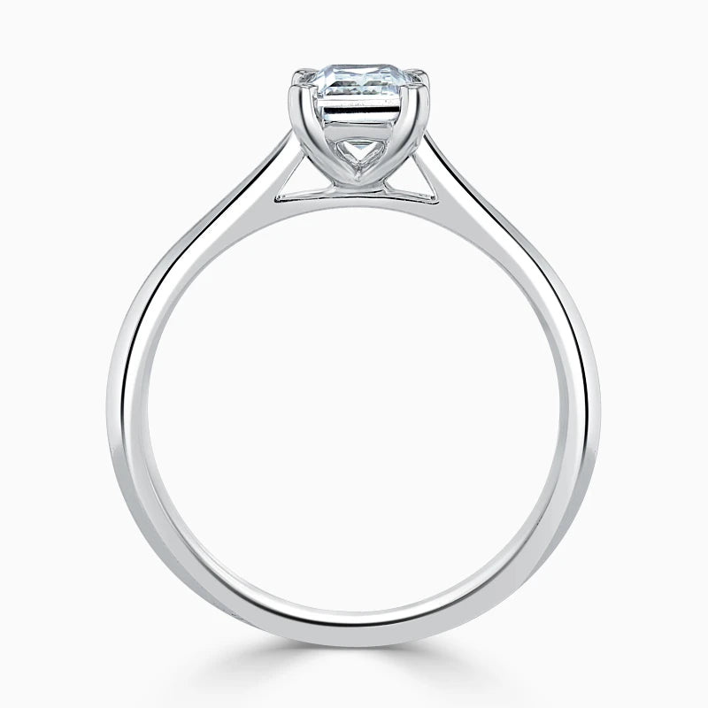 Hafeez Jewellery London Musk 18k white gold emerald diamond solitaire engagement ring - front view