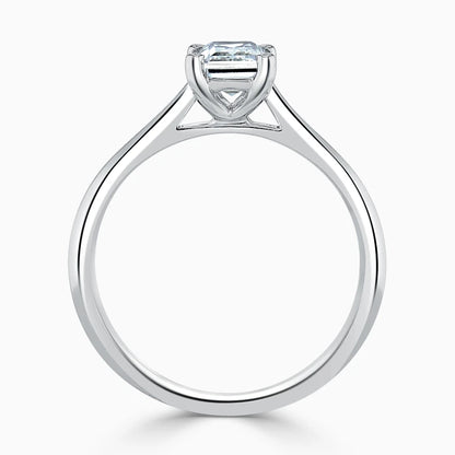 Hafeez Jewellery London Musk 18k white gold emerald diamond solitaire engagement ring - front view