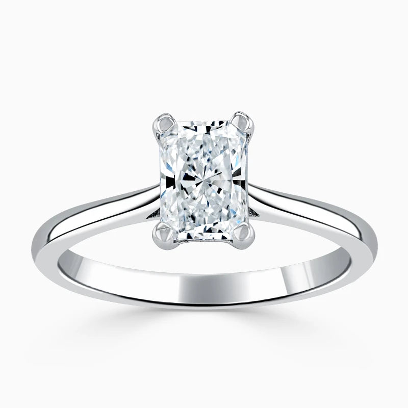 Hafeez Jewellery London Musk 18k white gold emerald diamond solitaire engagement ring - top view