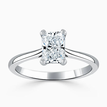 Hafeez Jewellery London Musk 18k white gold emerald diamond solitaire engagement ring - top view