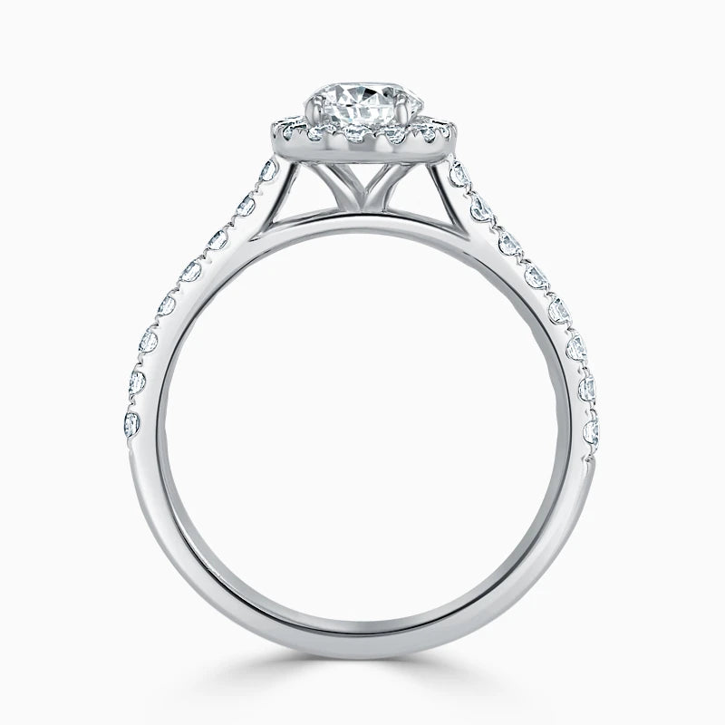 Hafeez Jewellery London Myrrh oval diamond halo engagement ring - front view