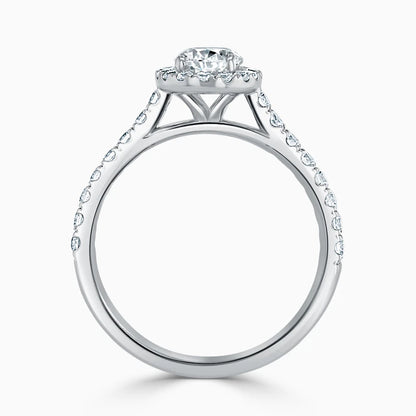 Hafeez Jewellery London Myrrh oval diamond halo engagement ring - front view