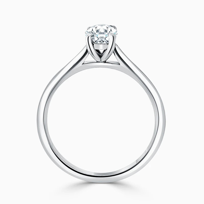 Hafeez Jewellery London Musk 18k white gold oval diamond solitaire engagement ring - front view