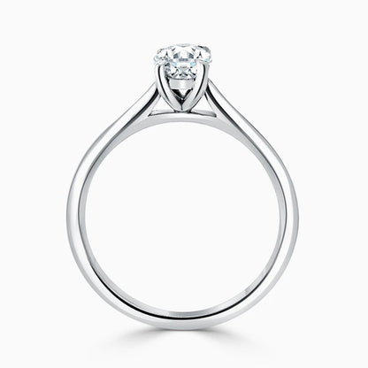 Hafeez Jewellery London Musk 18k white gold oval diamond solitaire engagement ring - front view