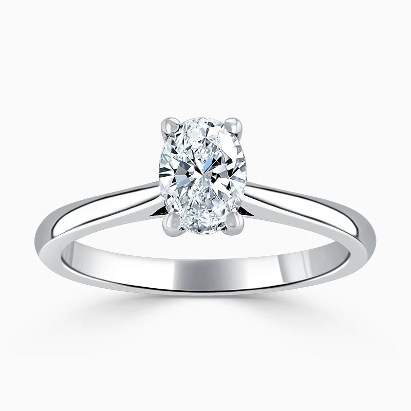 Hafeez Jewellery London Musk 18k white gold oval diamond solitaire engagement ring - top view