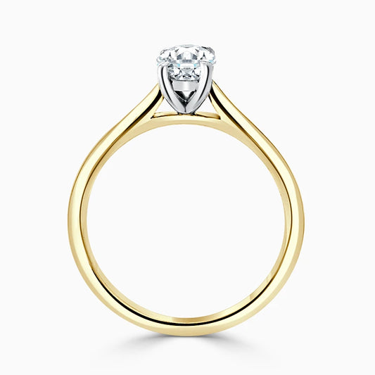 Hafeez Jewellery London Musk 18k yellow gold oval diamond solitaire engagement ring - front view