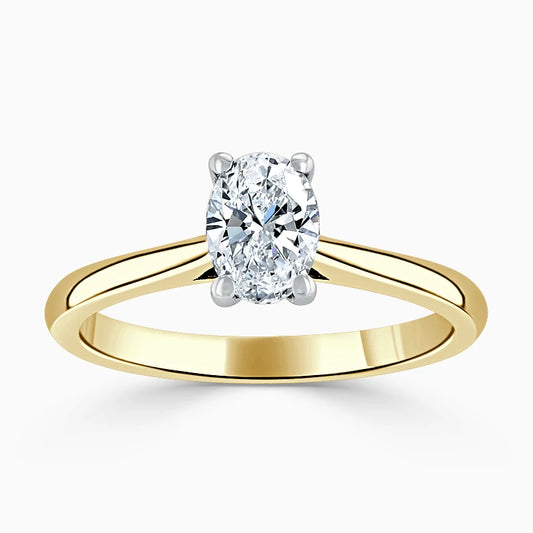 Hafeez Jewellery London Musk 18k yellow gold oval diamond solitaire engagement ring - top view