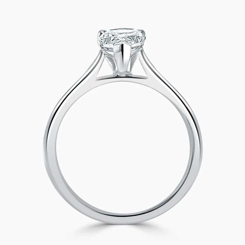 Hafeez Jewellery London Musk 18k white gold pear diamond solitaire engagement ring - front view
