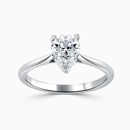 Hafeez Jewellery London Musk 18k white gold pear diamond solitaire engagement ring - top view