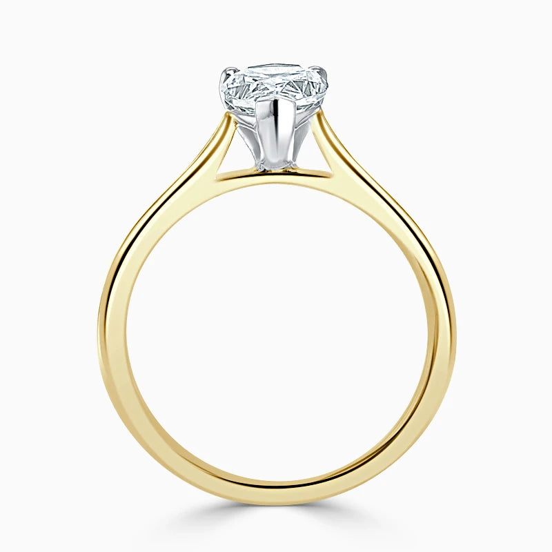 Hafeez Jewellery London Musk 18k yellow gold pear diamond solitaire engagement ring - front view