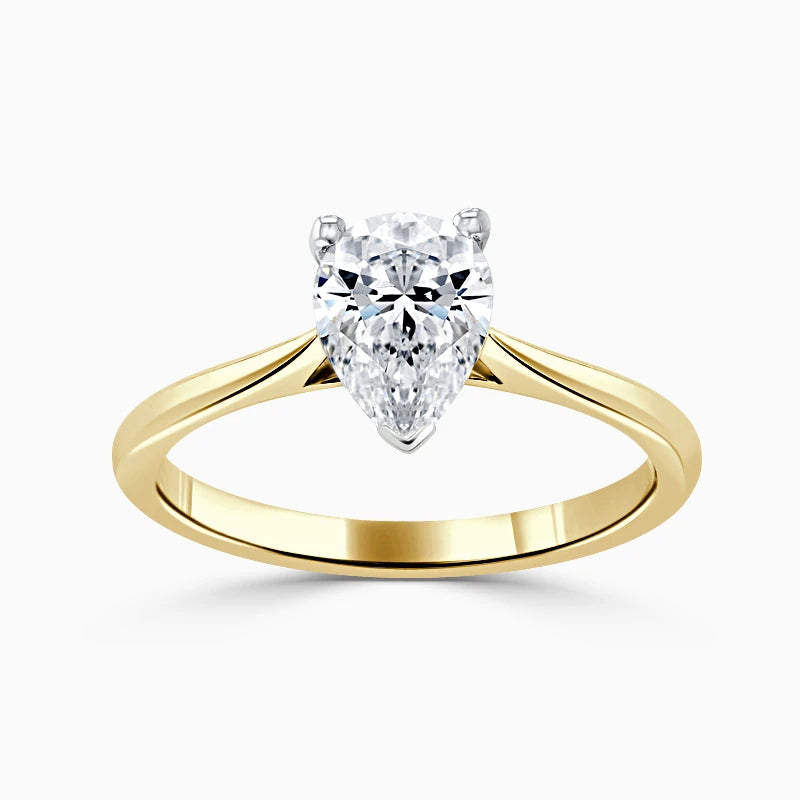 Hafeez Jewellery London Musk 18k yellow gold pear diamond solitaire engagement ring - top view
