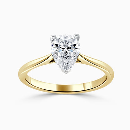 Hafeez Jewellery London Musk 18k yellow gold pear diamond solitaire engagement ring - top view