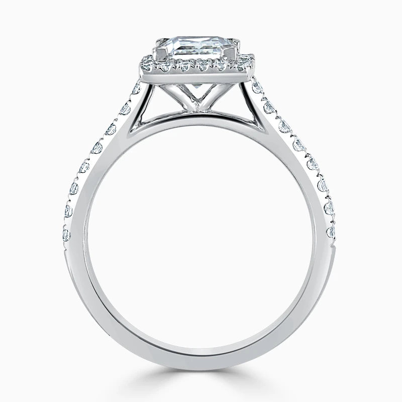 Hafeez Jewellery London Myrrh princess diamond halo engagement ring - front view