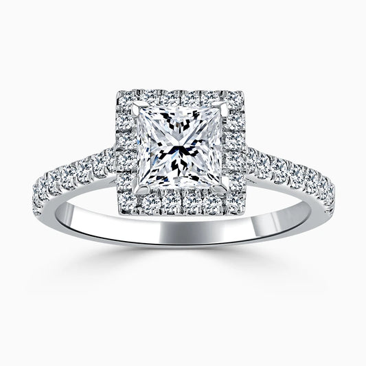 Hafeez Jewellery London Myrrh princess diamond halo engagement ring - top view