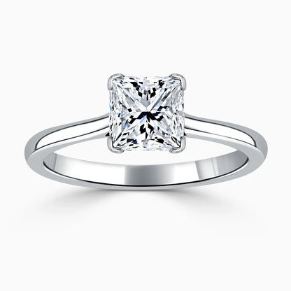 Hafeez Jewellery London Musk 18k white gold princess diamond solitaire engagement ring - top