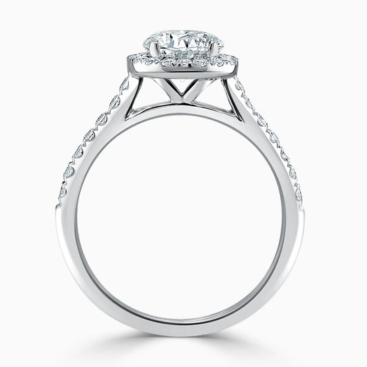 Hafeez Jewellery London Myrrh round diamond halo engagement ring- front view