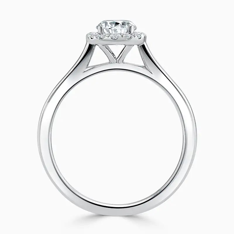 Hafeez Jewellery London Sandalwood platinum round diamond halo engagement ring - front view