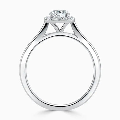 Hafeez Jewellery London Sandalwood platinum round diamond halo engagement ring - front view