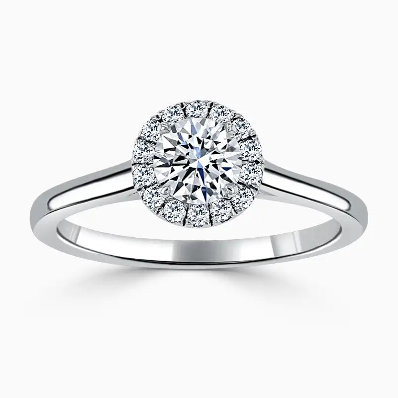 Hafeez Jewellery London Sandalwood platinum round diamond halo engagement ring - top view