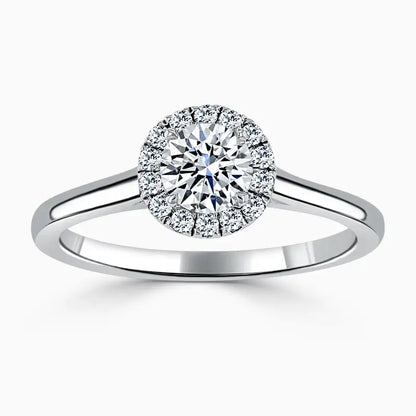 Hafeez Jewellery London Sandalwood platinum round diamond halo engagement ring - top view