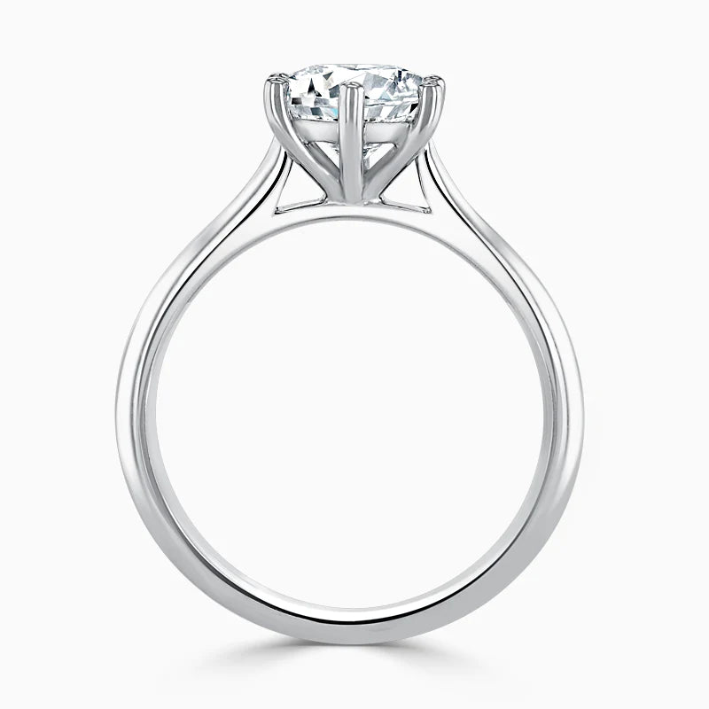 Hafeez Jewellery London Jasmine 18k white gold round diamond solitaire engagement ring - front view