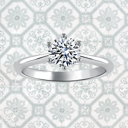 Hafeez Jewellery London Jasmine 18k white gold round diamond solitaire engagement ring - pattern