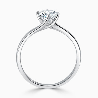 Hafeez Jewellery London Tulip 18k white gold round diamond solitaire engagement ring - front view